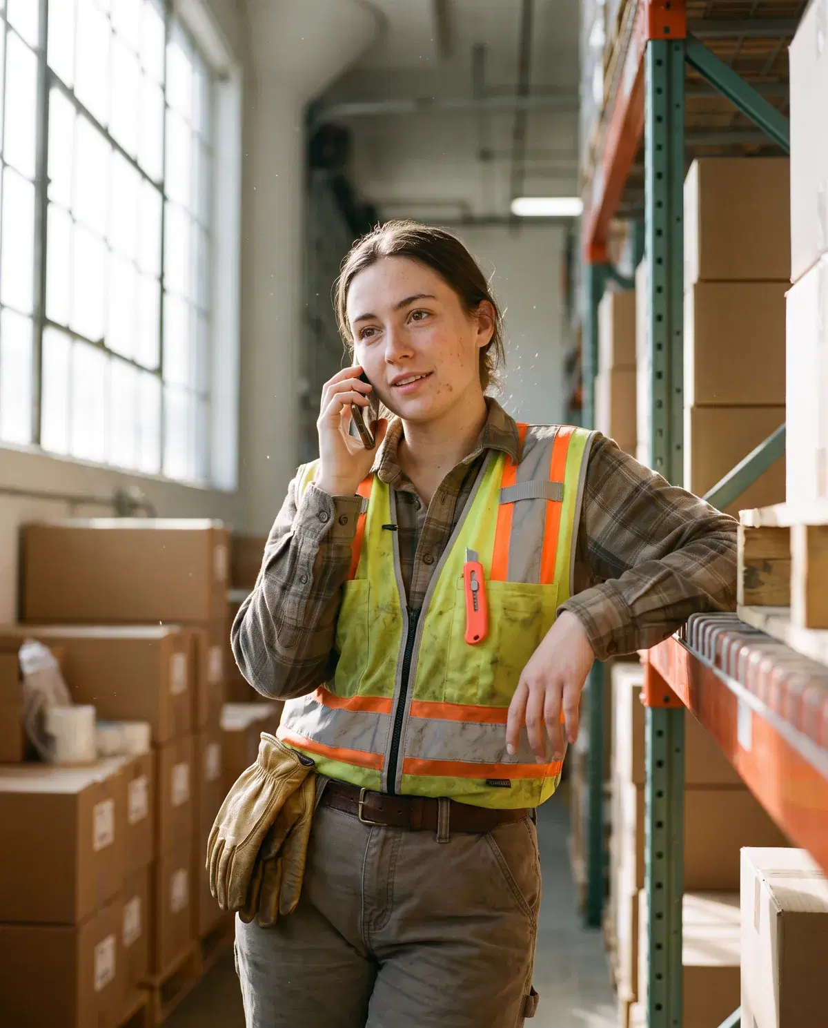 A warehouse worker on a break